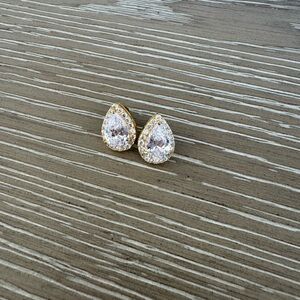 Gold Teardrop Stud Earrings